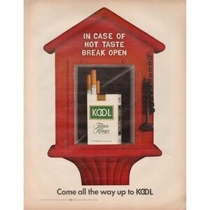 KOOL Cigarettes In Case of Hot Taste Break Open Vintage Magazine Print Ad 1970